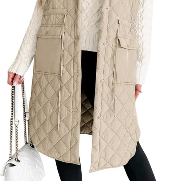 Women's Long Puffer Vest Sleeveless Hood Quilted Winter Outwear Warm Jackets Coa - Picture 1 of 3